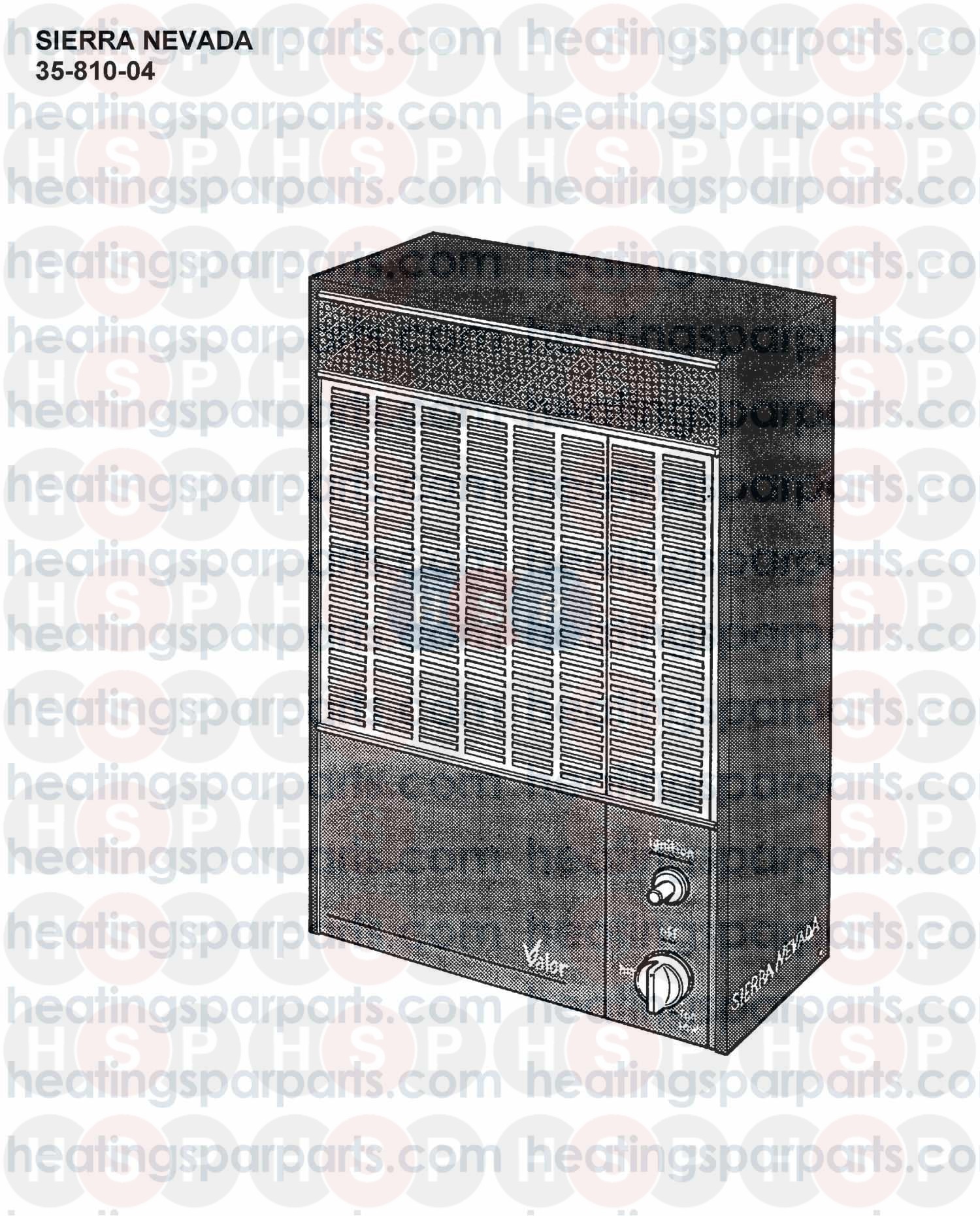 Valor Gas Fire Sierra Nevada (Appliance Overview)Diagram Heating